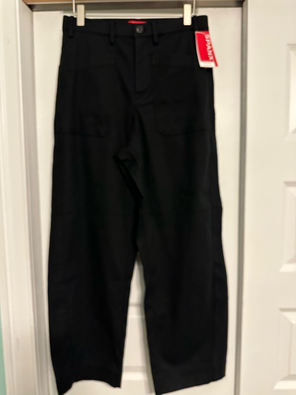 Spanx Utility Barrel Leg Pants Supersmooth Stretch Twill Black Size S Casual NEW